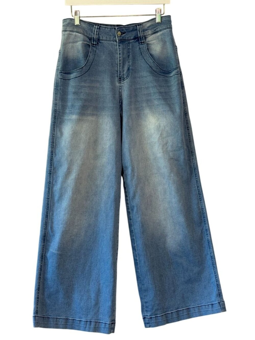 7th & Hudson Womens Wide Leg Denim Jeans Size 9 High Rise Medium Wash